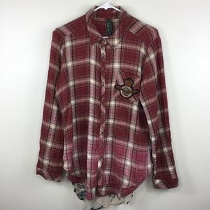 Aratta Silent Journey Plaid Floral Top Long Sleeve